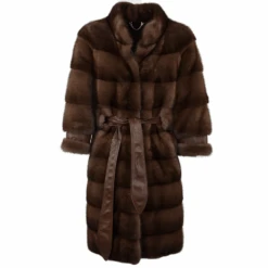 Cropped 3/4 Sleeve Mink Coat Brown : Tiffany