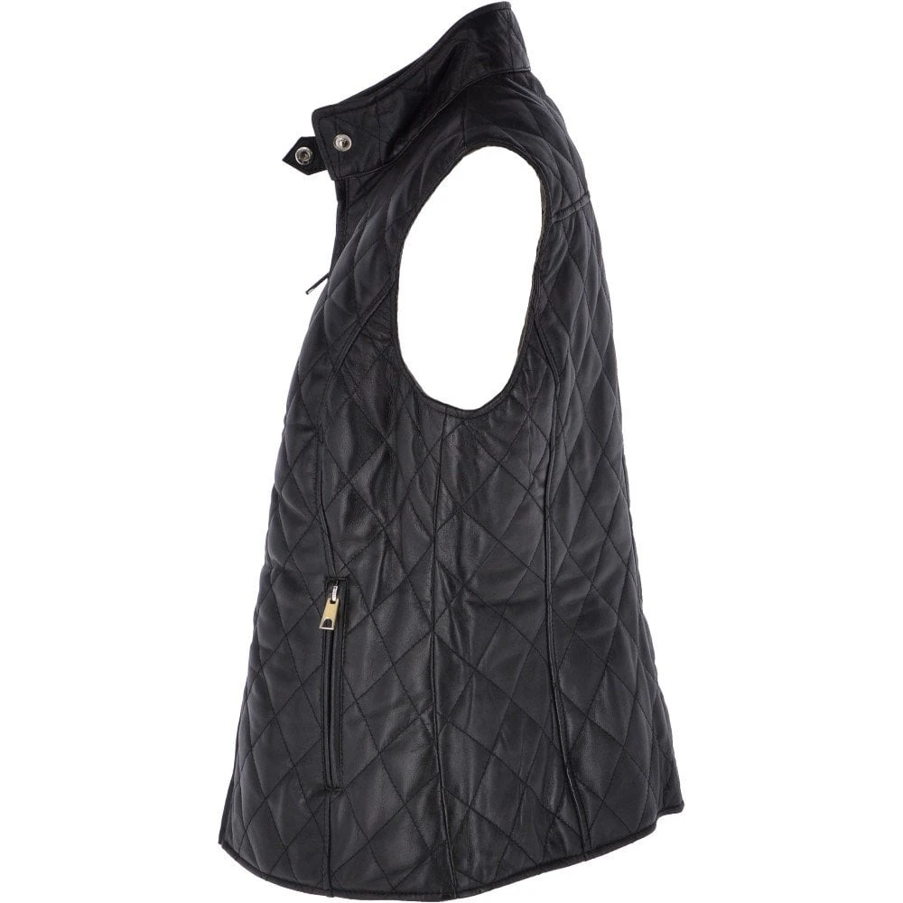 Diamond Quilted Leather Gilet Black : Hampton - Image 2