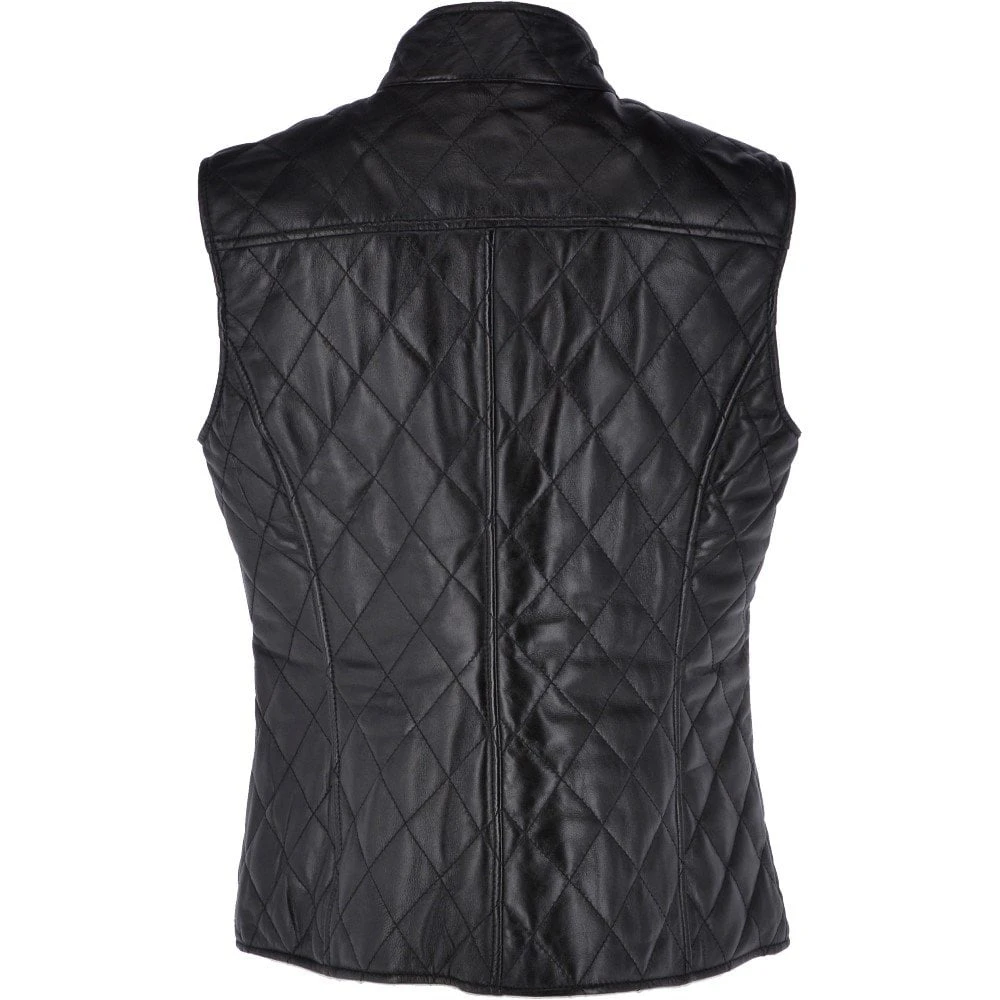 Diamond Quilted Leather Gilet Black : Hampton - Image 3