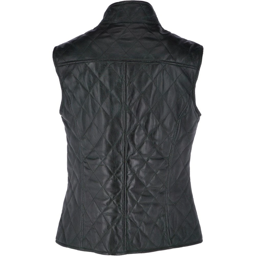 Diamond Quilted Leather Gilet Green : Hampton - Image 3