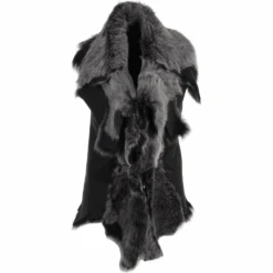 Double Collar Suede Leather Gilet Black/brissa : Pegasus