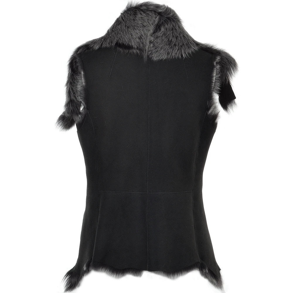 Double Collar Suede Leather Gilet Black/brissa : Pegasus - Image 4