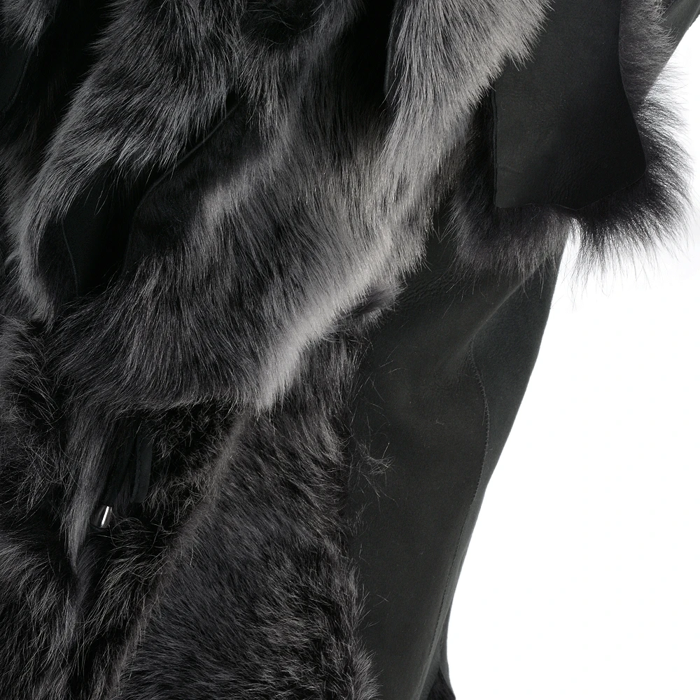 Double Collar Suede Leather Gilet Black/brissa : Pegasus - Image 5