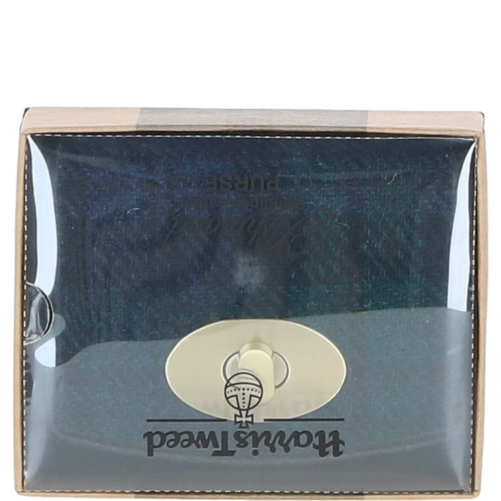 Elegant Leather X Harris Tweed Trifold Twist-Lock Purse Black/Watch: TW-10-03-BW - Image 2