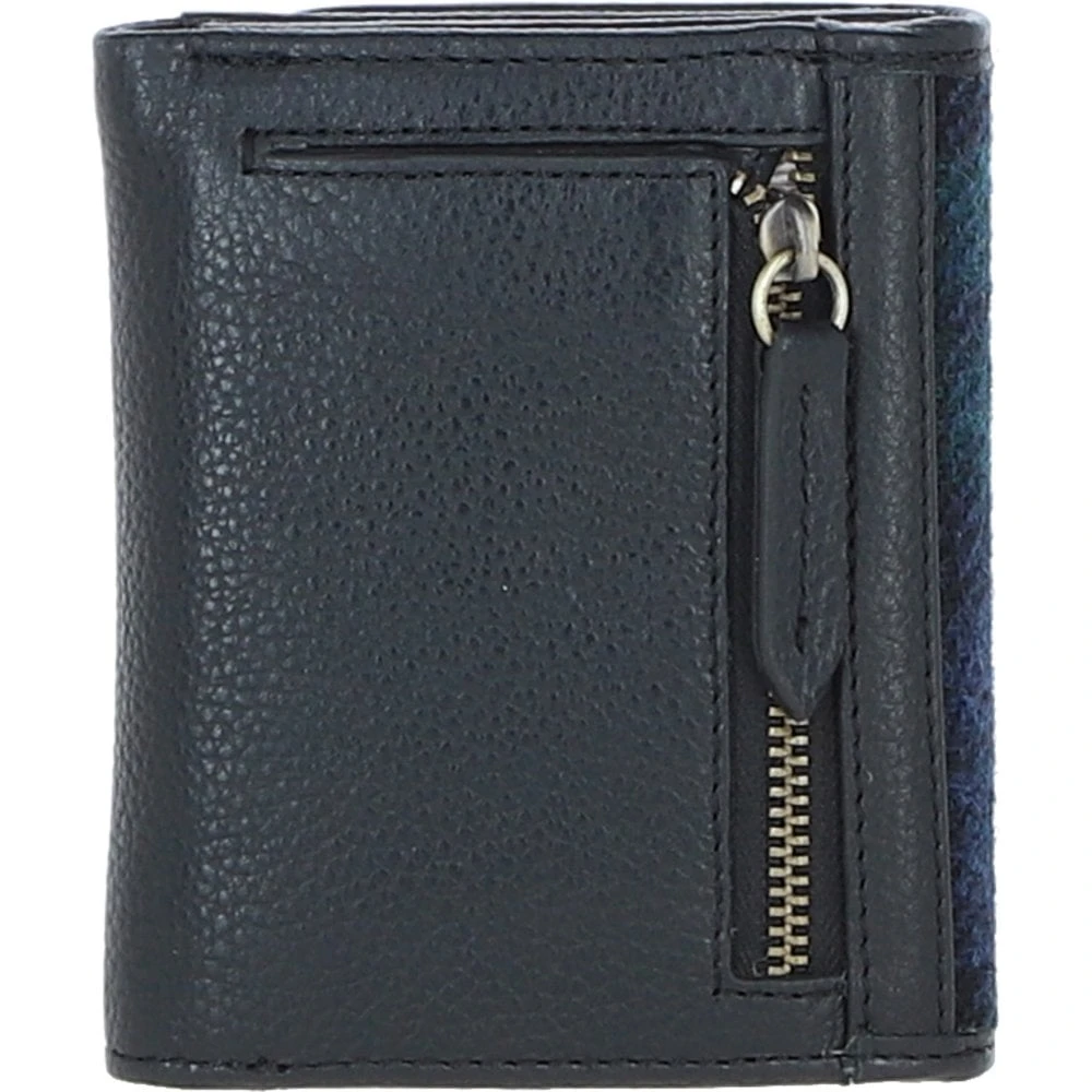Elegant Leather X Harris Tweed Trifold Twist-Lock Purse Black/Watch: TW-10-03-BW - Image 3