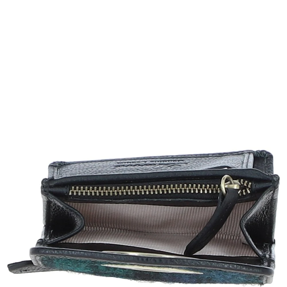 Elegant Leather X Harris Tweed Trifold Twist-Lock Purse Black/Watch: TW-10-03-BW - Image 7