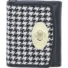 Elegant Leather X Harris Tweed Trifold Twist-Lock Purse Black/White: TW-10-12-BW