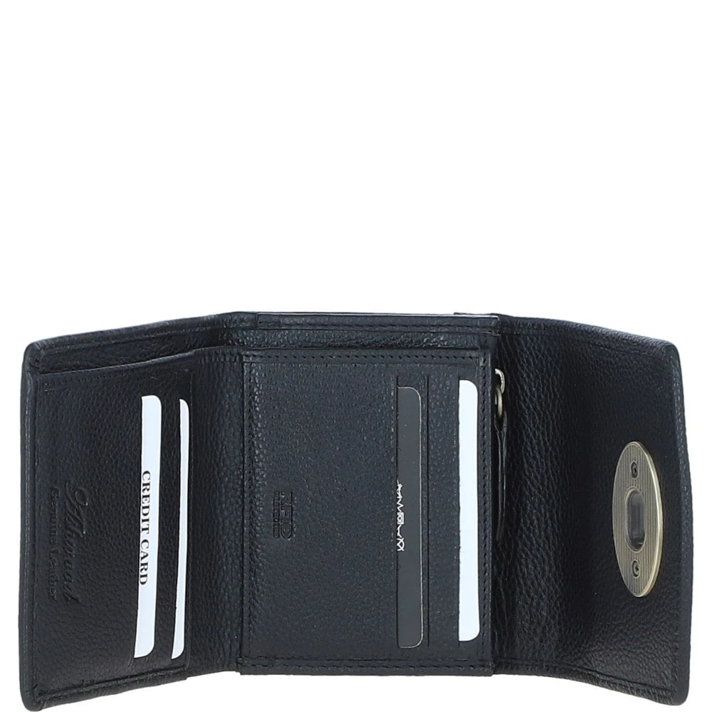 Elegant Leather X Harris Tweed Trifold Twist-Lock Purse Black/White: TW-10-12-BW - Image 4