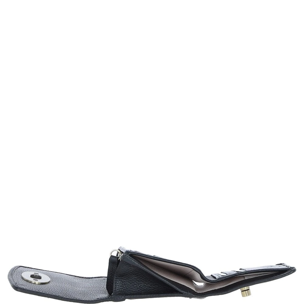 Elegant Leather X Harris Tweed Trifold Twist-Lock Purse Black/White: TW-10-12-BW - Image 5