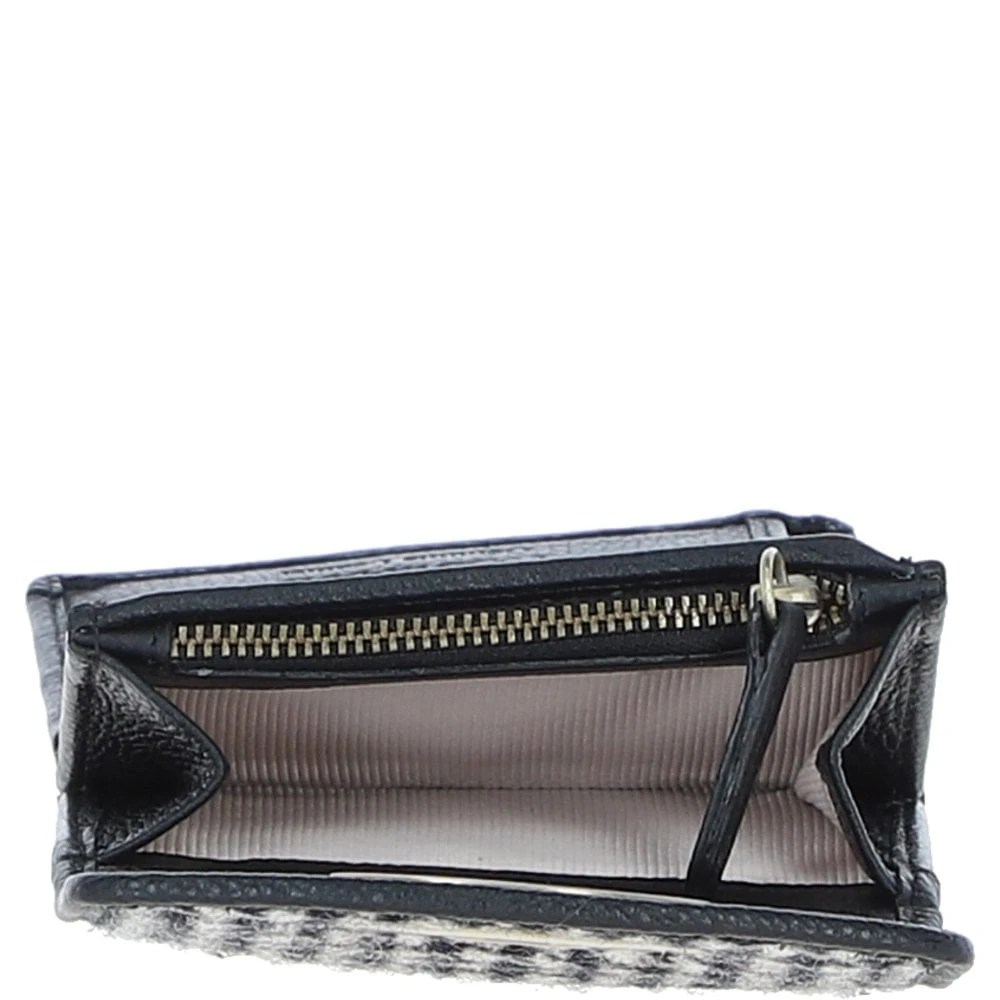 Elegant Leather X Harris Tweed Trifold Twist-Lock Purse Black/White: TW-10-12-BW - Image 7