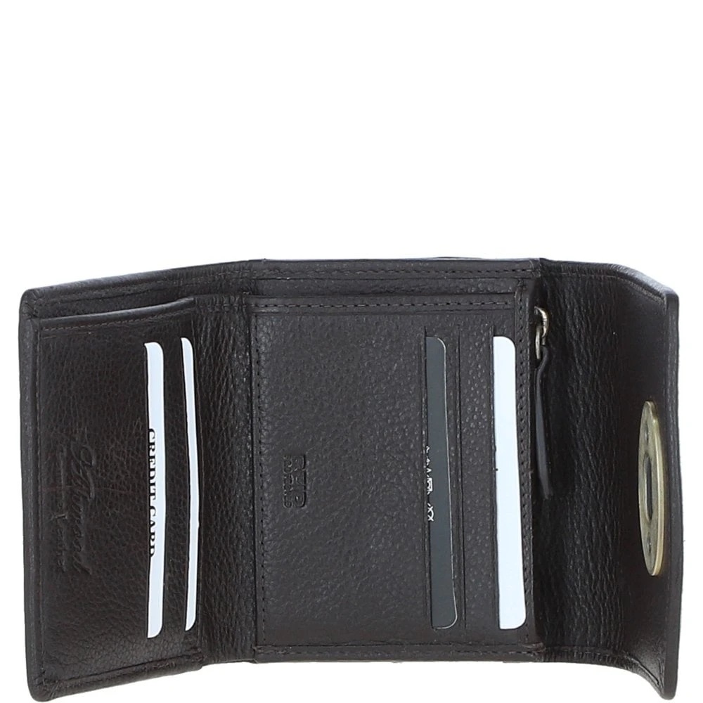 Elegant Leather X Harris Tweed Trifold Twist-Lock Purse Brown/Green: TW-10-09-BG - Image 4