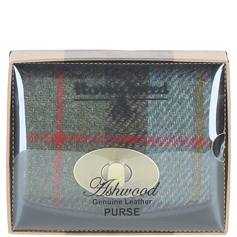 Elegant Leather X Harris Tweed Trifold Twist-Lock Purse Brown/Mcload: TW-10-01-BM - Image 2