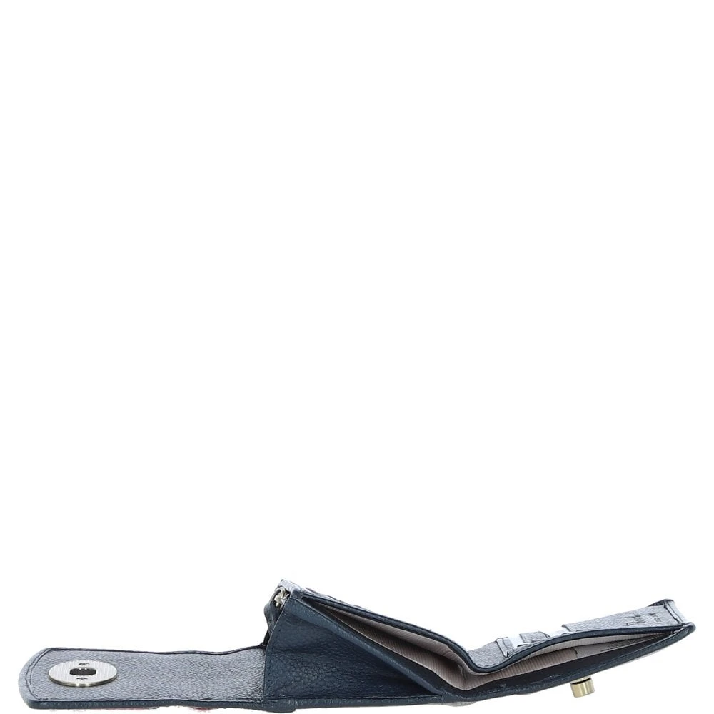 Elegant Leather X Harris Tweed Trifold Twist-Lock Purse Navy/Pink: TW-10-06-NP - Image 5