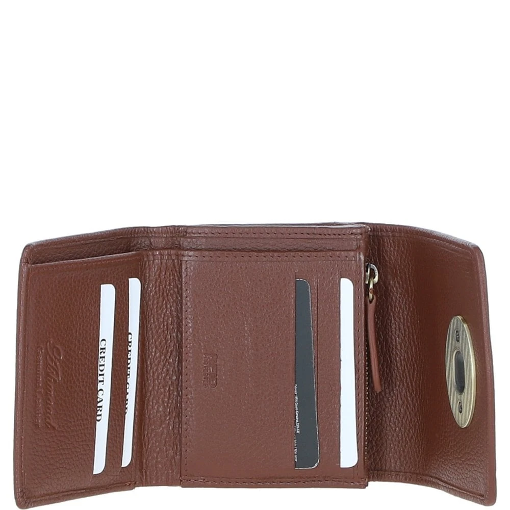 Elegant Leather X Harris Tweed Trifold Twist-Lock Purse Tan/Green/Red: TW-10-08-TR - Image 4