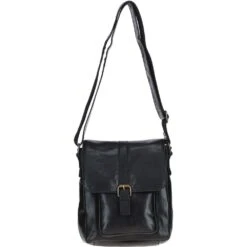Elegant Leather Messenger Bag With Adjustable Strap Black: TL-003
