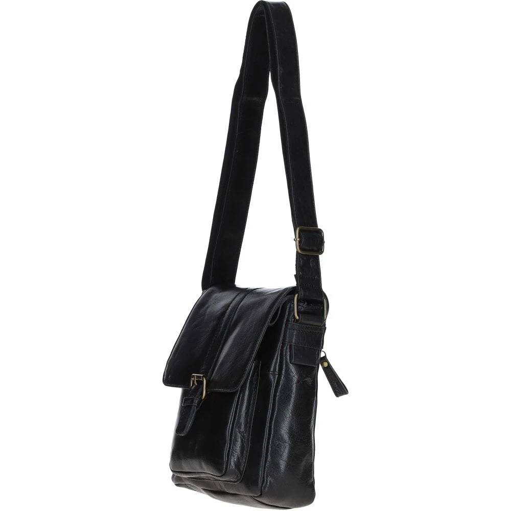Elegant Leather Messenger Bag With Adjustable Strap Black: TL-003 - Image 3