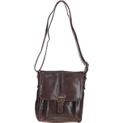Elegant Leather Messenger Bag With Adjustable Strap Brown: TL-003