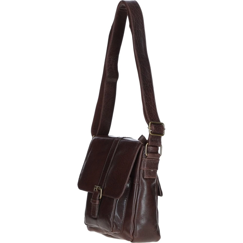 Elegant Leather Messenger Bag With Adjustable Strap Brown: TL-003 - Image 3
