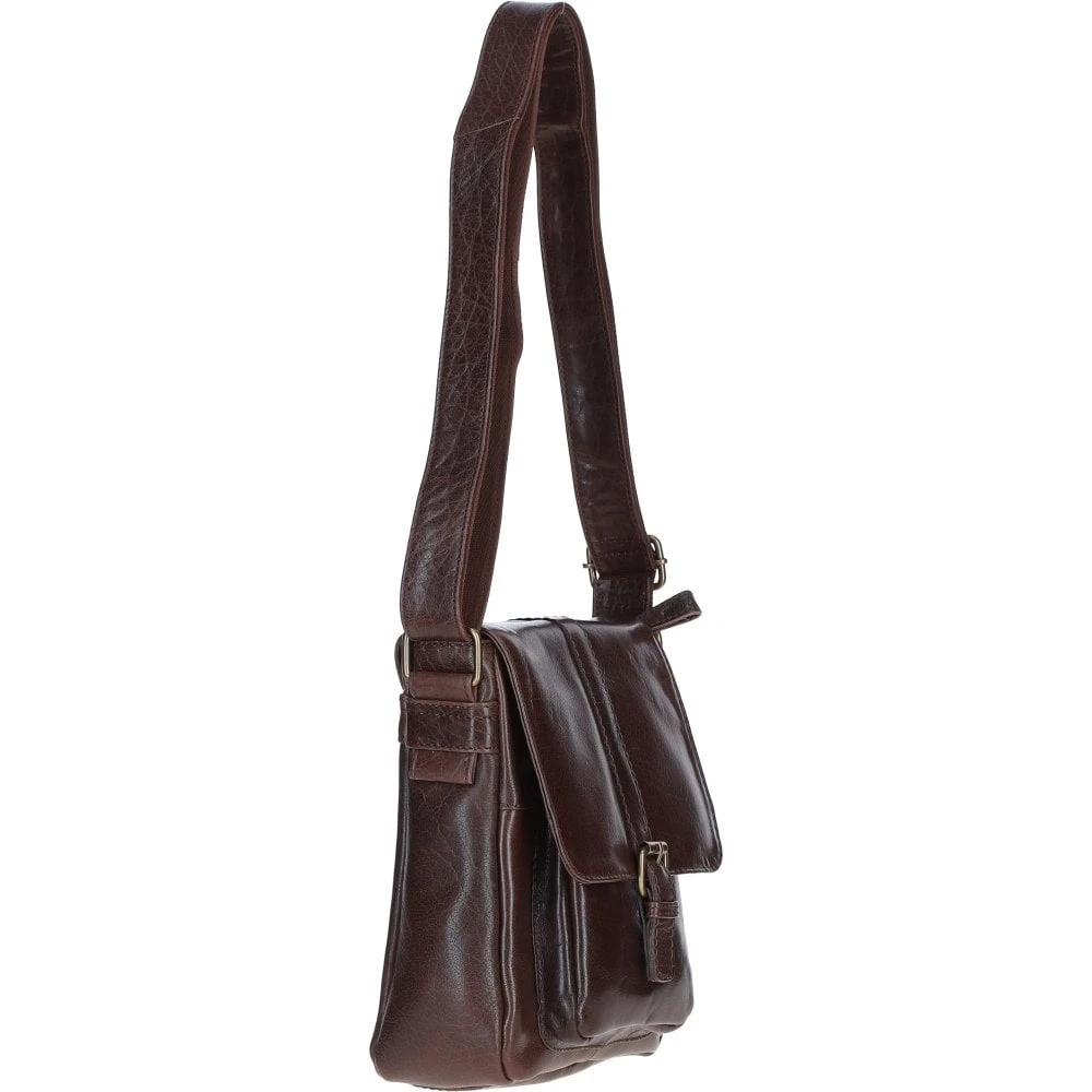 Elegant Leather Messenger Bag With Adjustable Strap Brown: TL-003 - Image 5