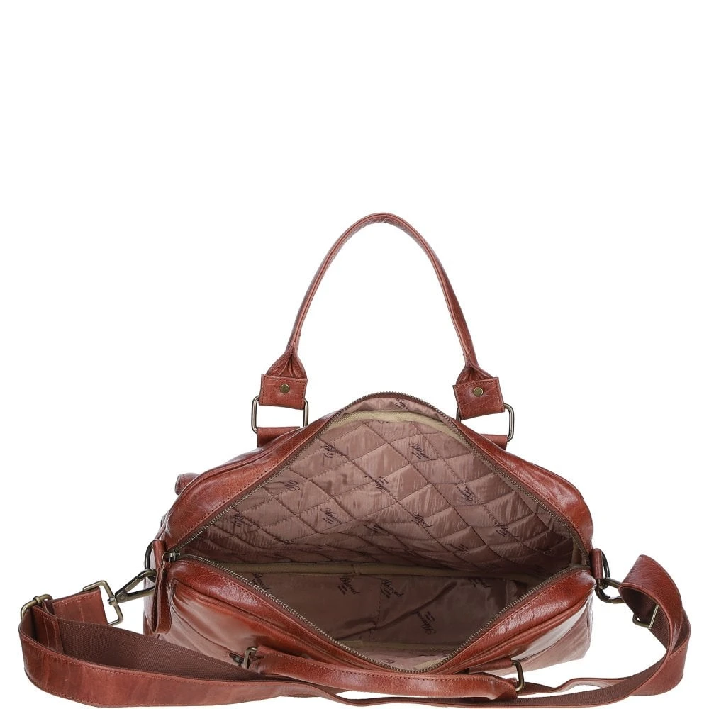 Executive Leather Laptop Bag With Buckle Pockets Bridge: TL-008 - Image 2