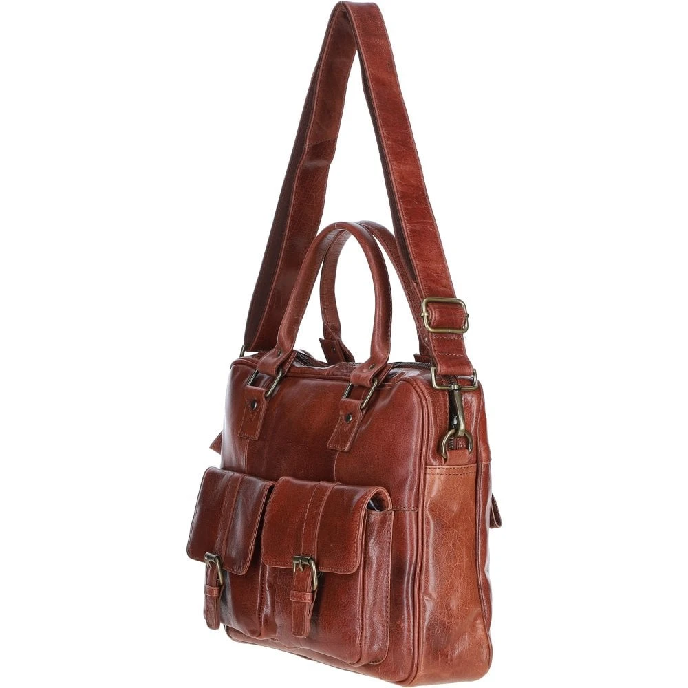 Executive Leather Laptop Bag With Buckle Pockets Bridge: TL-008 - Image 3