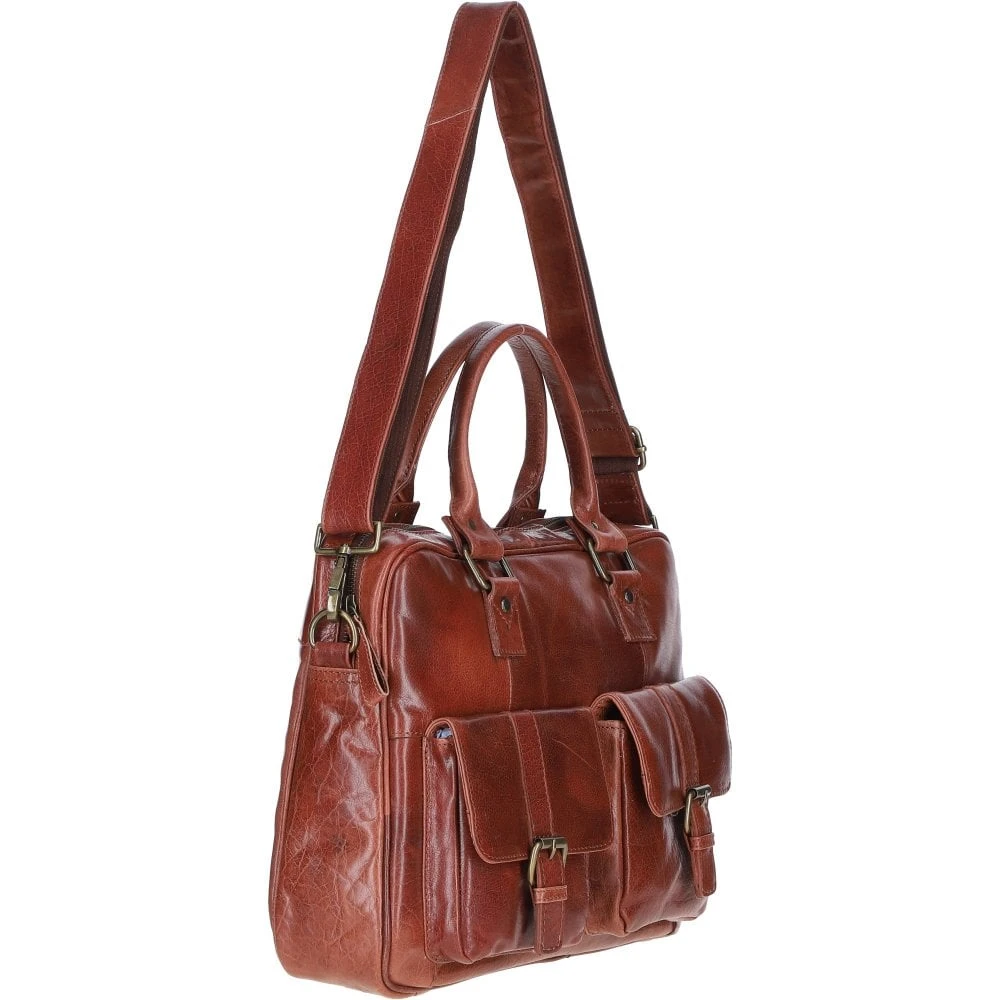 Executive Leather Laptop Bag With Buckle Pockets Bridge: TL-008 - Image 5