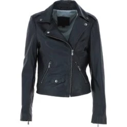 Exquisite Leather Ladies Biker Jacket Black: AWL-1881