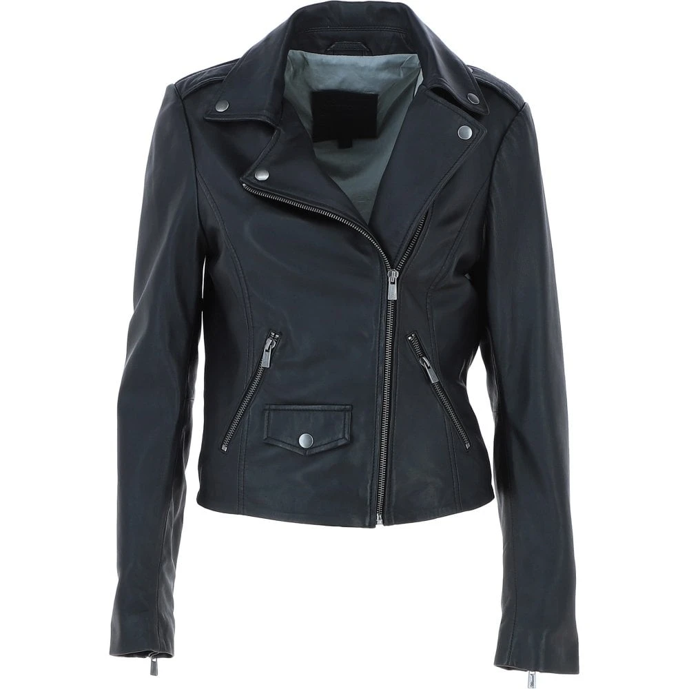 Exquisite Leather Ladies Biker Jacket Black: AWL-1881