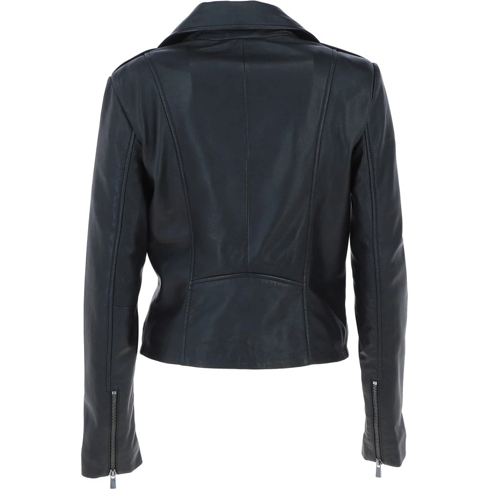 Exquisite Leather Ladies Biker Jacket Black: AWL-1881 - Image 4