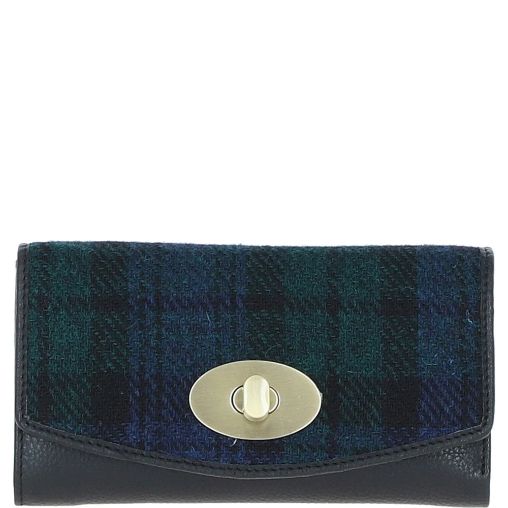 Exquisite Leather X Harris Tweed Twist-Lock Purse Black/Watch: TW-11-03-BW