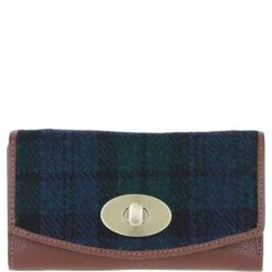 Exquisite Leather X Harris Tweed Twist-Lock Purse Tan/Watch: TW-11-04-TW