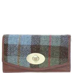 Exquisite Leather X Harris Tweed Twist-Lock Purse Tann/Mcload: TW-11-02-TM
