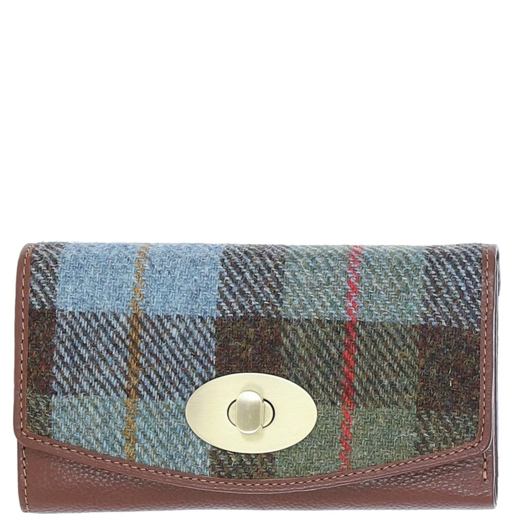 Exquisite Leather X Harris Tweed Twist-Lock Purse Tann/Mcload: TW-11-02-TM