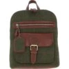 Exquisite Leather X Tweed Backpack Tan/Green Check: TW-25-010-TGNH