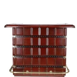 Exquisite Leather Bar Counter Chestnut: Vita Opulenta