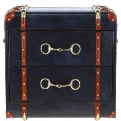 Exquisite Vintage Bedside Leather Drawer Blue: TBZ1UCO608