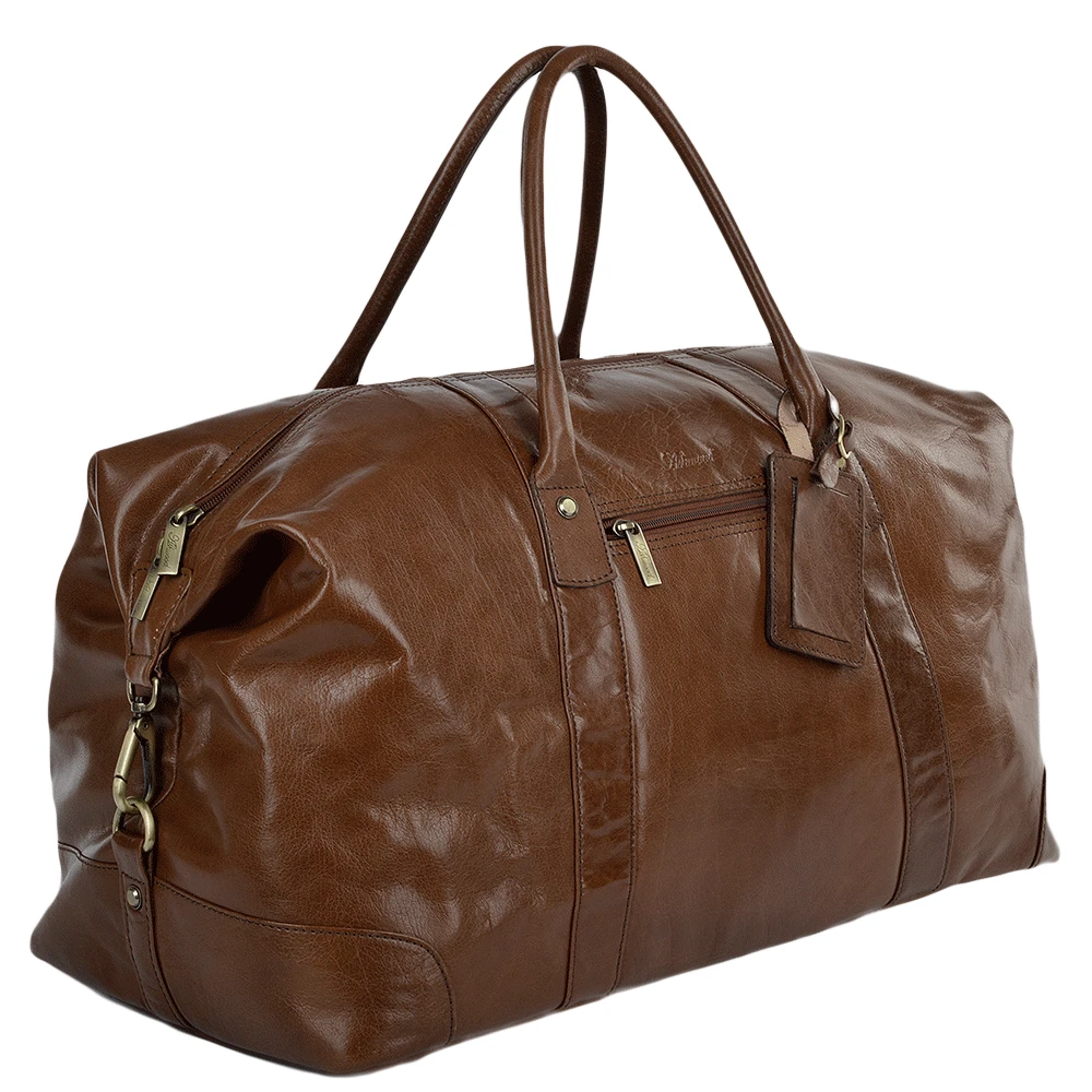 Extra Large Vegetable Tanned Leather Travel Holdall Chestnut : Lewis - Image 2