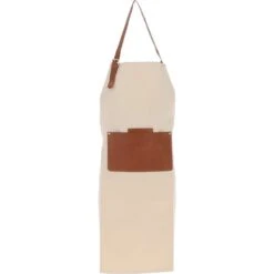 Canvas & Leather Apron Tan/cream: FEN-760