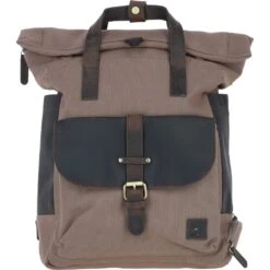 Canvas & Leather Backpack Mud/grey: FEN-755