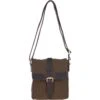 Canvas & Leather Crossbody Bag Brandy/green: FEN-753