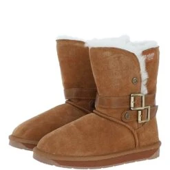 Classic 8" Suede Sheepskin Belt Boots : Tan
