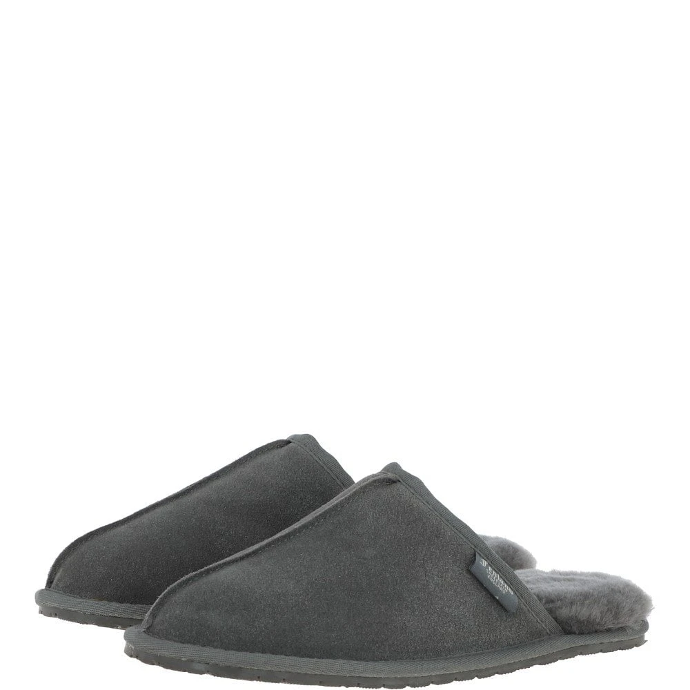 Classic Mens Suede Sheepskin Slippers Grey