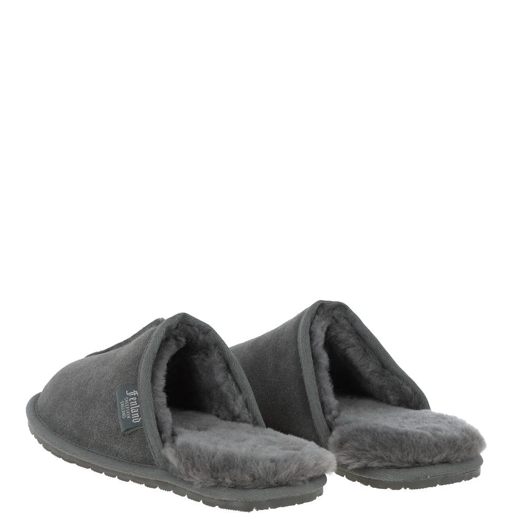 Classic Mens Suede Sheepskin Slippers Grey - Image 2