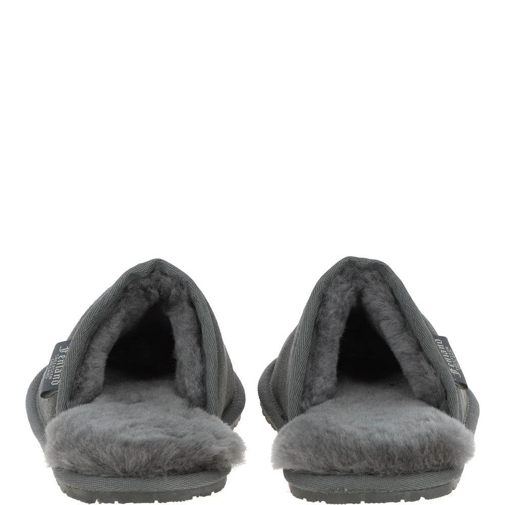 Classic Mens Suede Sheepskin Slippers Grey - Image 3