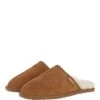 Classic Mens Suede Sheepskin Slippers Tan/beige