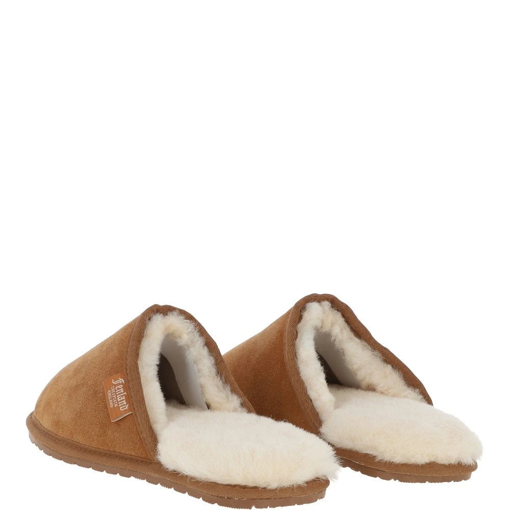 Classic Mens Suede Sheepskin Slippers Tan/beige - Image 2