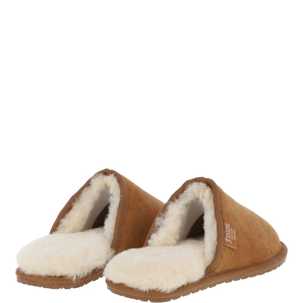 Classic Mens Suede Sheepskin Slippers Tan/beige - Image 4