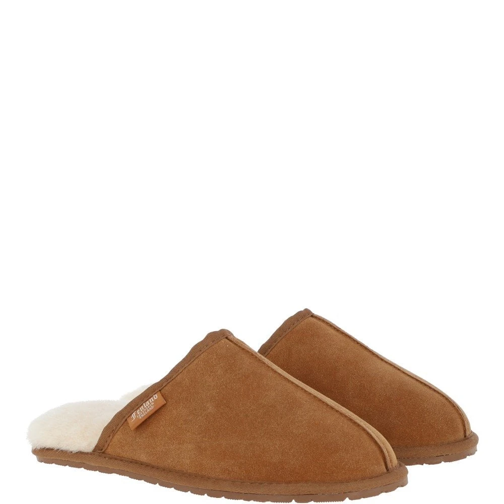 Classic Mens Suede Sheepskin Slippers Tan/beige - Image 5