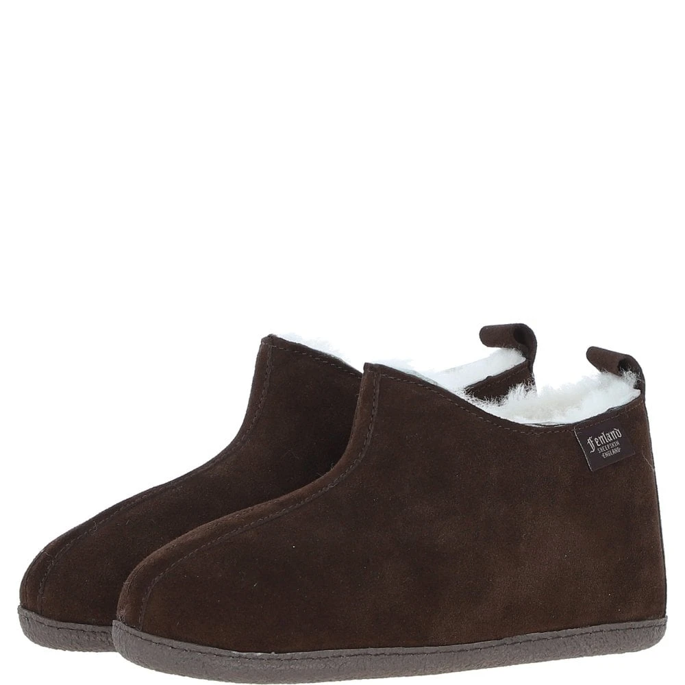 Classic Suede Sheepskin Bootie Slippers Brown: DARWIN
