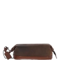 Cow Oily Leather Wash Bag Brown/Brandy Buff: FEN-787